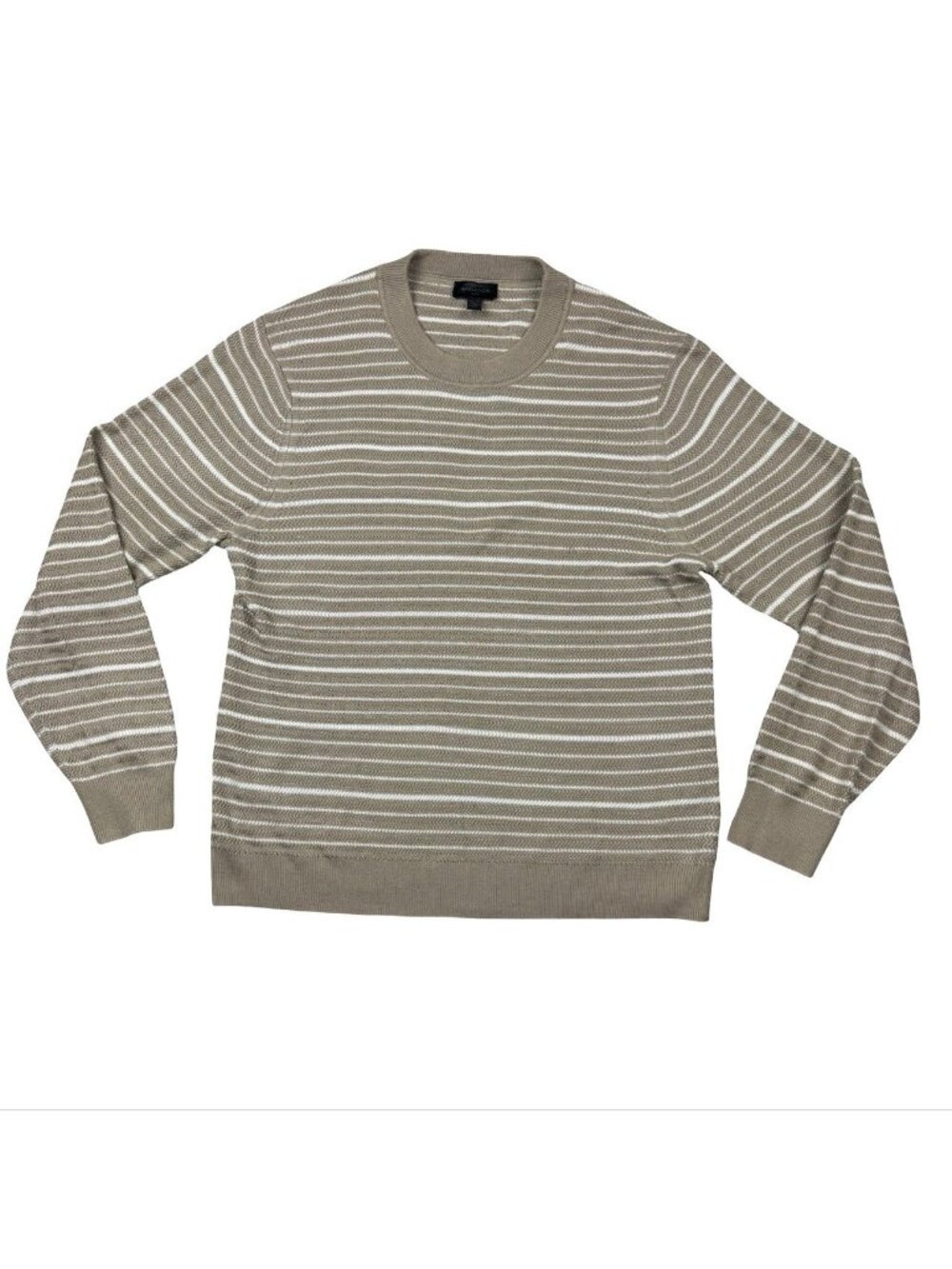 Magaschoni Men's L/S Acrylic Knit Sweater Beige/White Stripe • XL